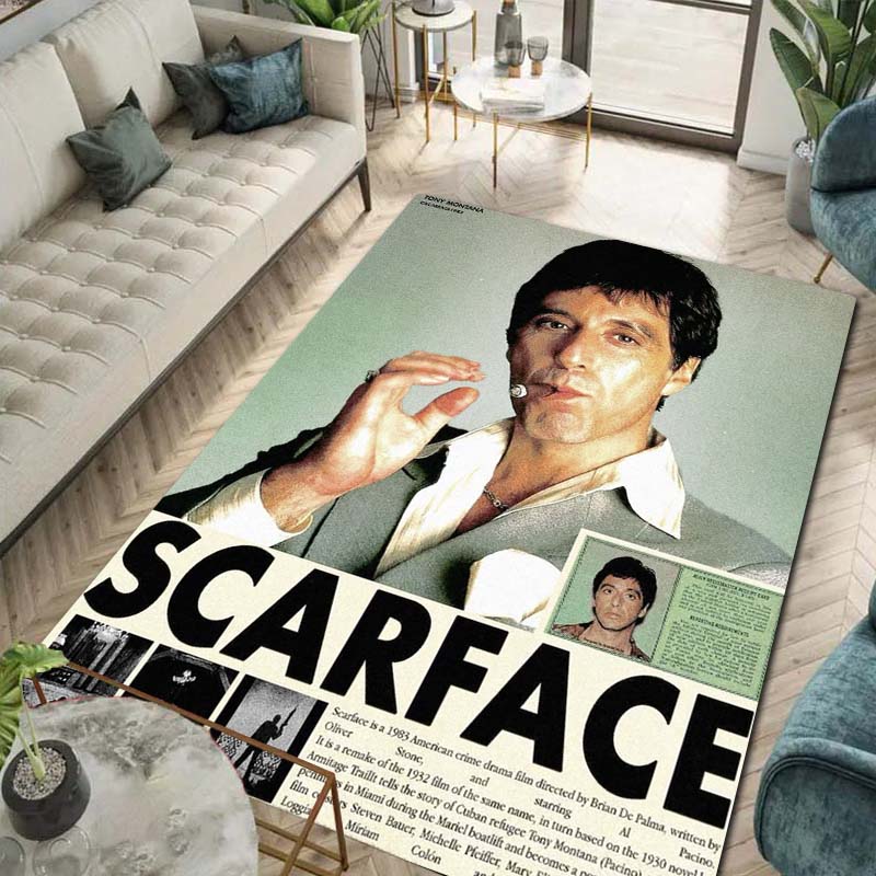 Tappeto Tappeto Movie 3D Printing Scarface Tony per Camera da Letto Soggiorno Casa Decorazione Divano, Tappetino Gioco Bambini Grande Decorazione Pavimento Regalo