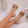 New cool slippers wear soft leather fish mouth sandals women's medium heel thick heel single shoes large size