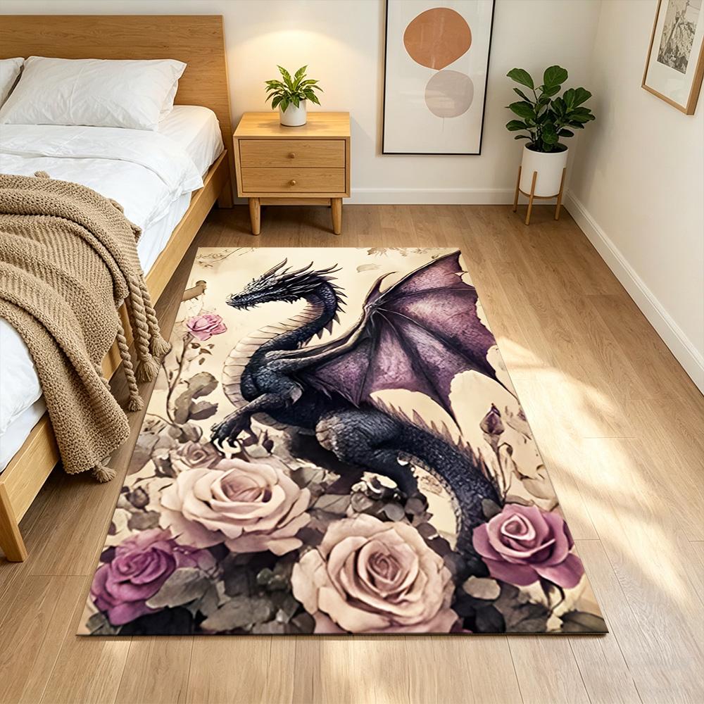 Mystic Dragon In Storm Non-Slip Home Carpet Design for Office Decor Living Room Bedroom Gift