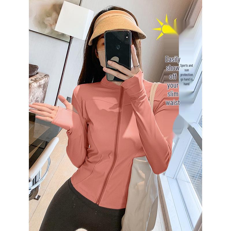 Women's Quick-Dry Stand Collar Fitness Jacket with Zipper - Breathable, Long Sleeve Sports Top for Running, Yoga, Outerwear.