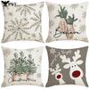 Christmas Snowflake Throw Pillow Cover Deer Printing Home Decorative Cushion Cover for Sofa New Year Decor Linen Pillowcase