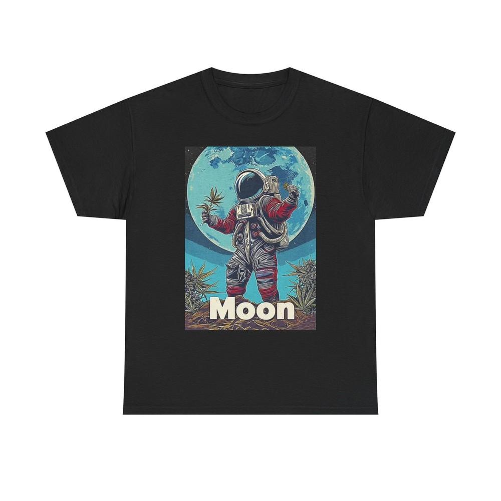 Moon Weed T Shirt Funny Astronaut Strain Graphic Unisex Heavy Cotton Tee Unisex T-Shirt S