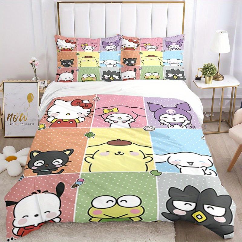 

3 шт. Хелло Китти, Персонажи Sanrio Дышащий Полиэстер Комплект Постельного Белья Мягкий Пододеяльник и 2 Наволочки, Подходит для Всех Сезонов, 082662b 135x200cm
