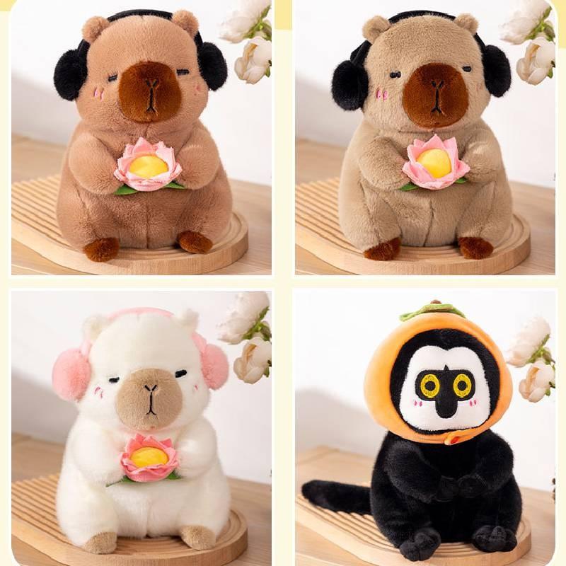 Capybara Headphones Lotus Plush Toys Baboon Children Christmas Gifts Holiday