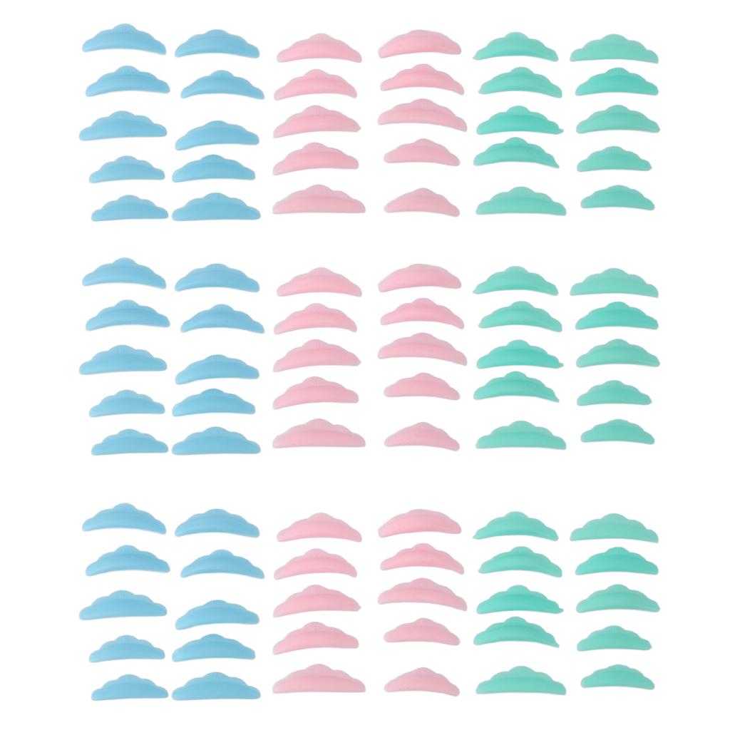 45 Pairs Silicone Eyelash Pads Reusable 5 Sizes 3 Colors Lash Perm Lash Lift Rods Eyelash Perming