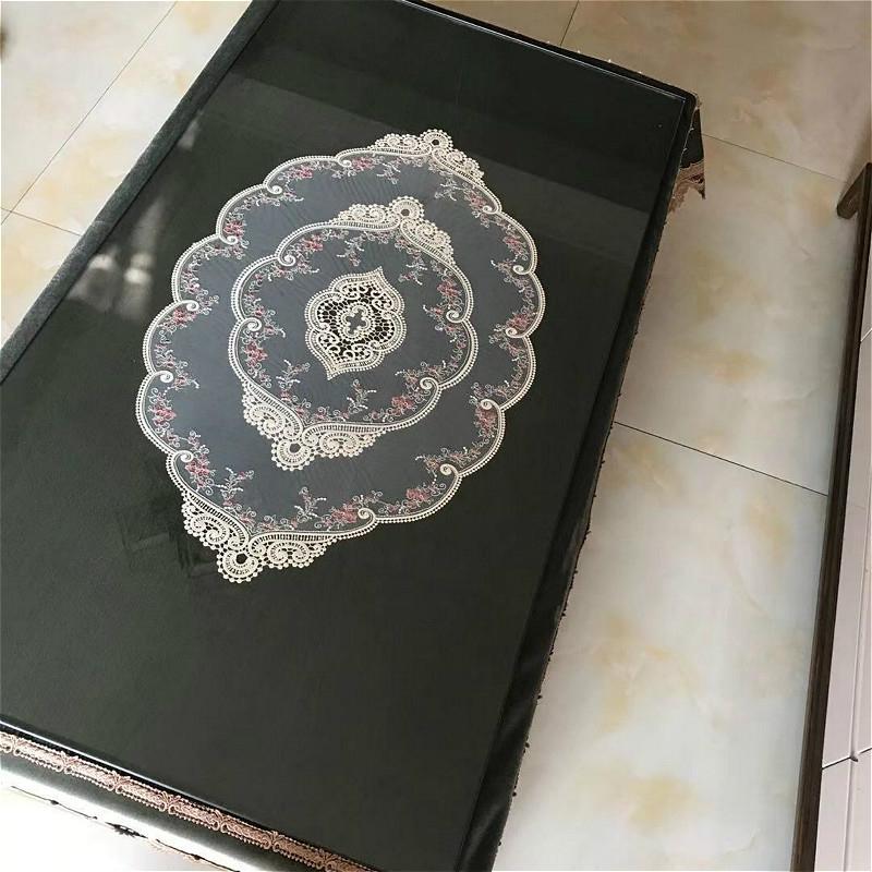 European Pastoral Lace Embroidery Oval Premium Tablecloth Living Room Coffee Table Surface Sofa Armrest Protector Cloth Banquet Party Tapete