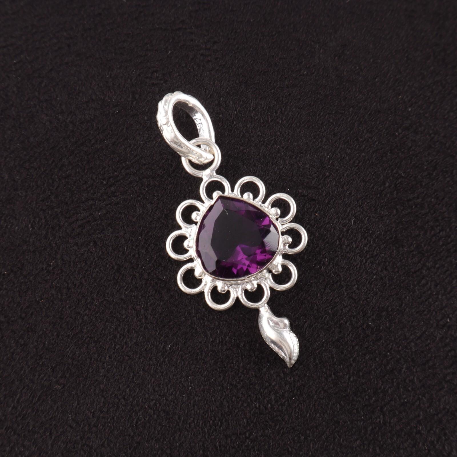

Natural African Amethyst Daughter Gift February Pendant Jewelry Sterling Silver PP-4-1