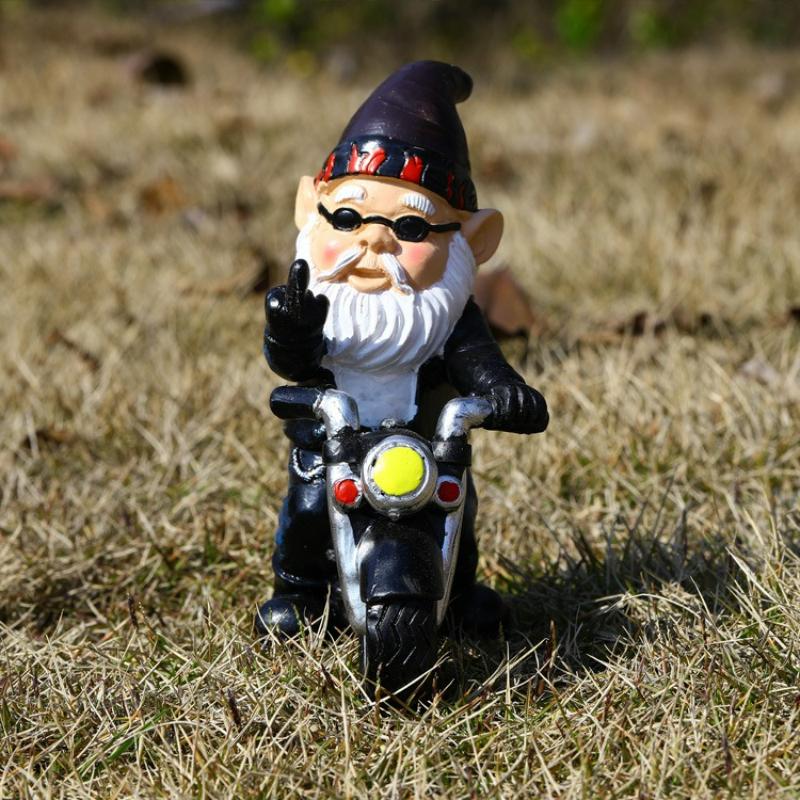 Gnome Dwarf Resin Crafts Garden Decoration Cartoon Motorcycle Riding Old Man Christmas Ornament Living Room Decoration 2025 New