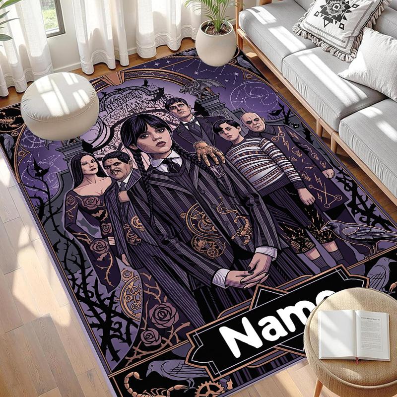 Custom Name Personalized Wednesday Print Carpet, Versatile Home Decor Rug, for Playroom, Apartment, Balcony, Entryway, Hallway Gift