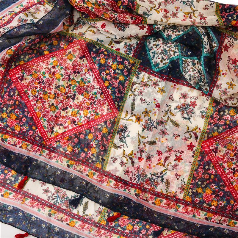 Retro Paisley Baumwolle Leinen Schal: Romantischer Sommerreise-Sonnenschutz-Schal & Strandtuch für Damen