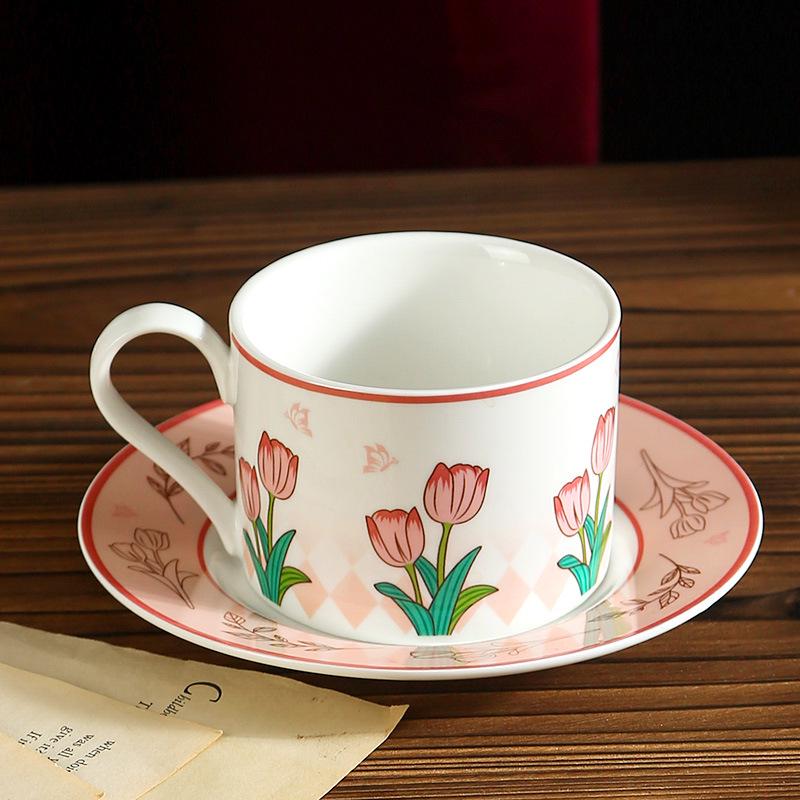 Tulip Ceramic Wedding Mug Gift Set - Practical Small Return Gifts in Gift Box Tulip Cup and Saucer Set (Stackable)