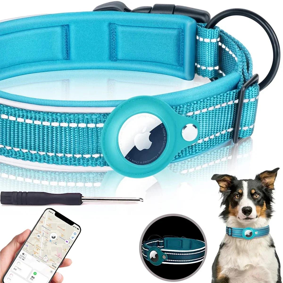 

New For Apple Airtag Pet Dog Collar Anti-Lost Reflective Protective Tracker WaterProof For Pet Dog Cat Dog Positioning Collar S 30-37CM
