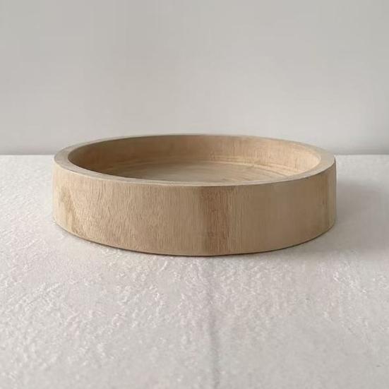 Wooden Round Storage Tray Multi-purpose Fruit Treats Candies Desserts Appetizer Snacks Serving Tray Farmhouse Rustic Decorative Bowl Kitchen Supplies