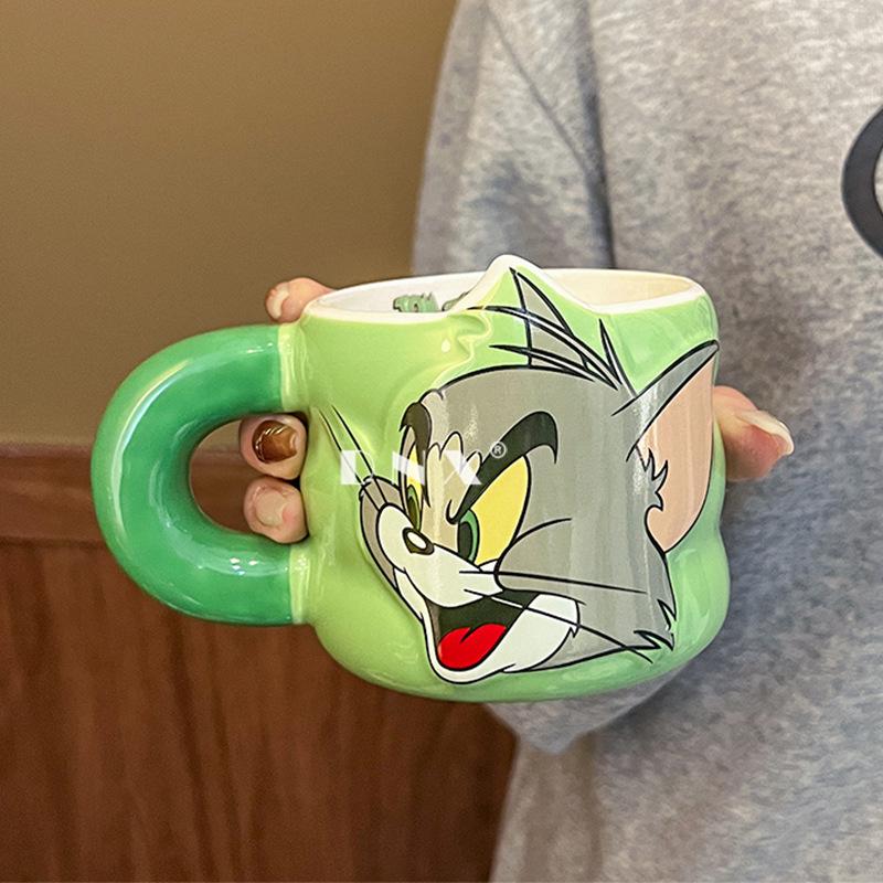MINISO Cartoon Anime Tom und Jerry Keramik Wasserbecher Paar Zuhause Make-up Niedlich Frühstück Milchbecher Büro Kaffeetasse Überraschungsgeschenk