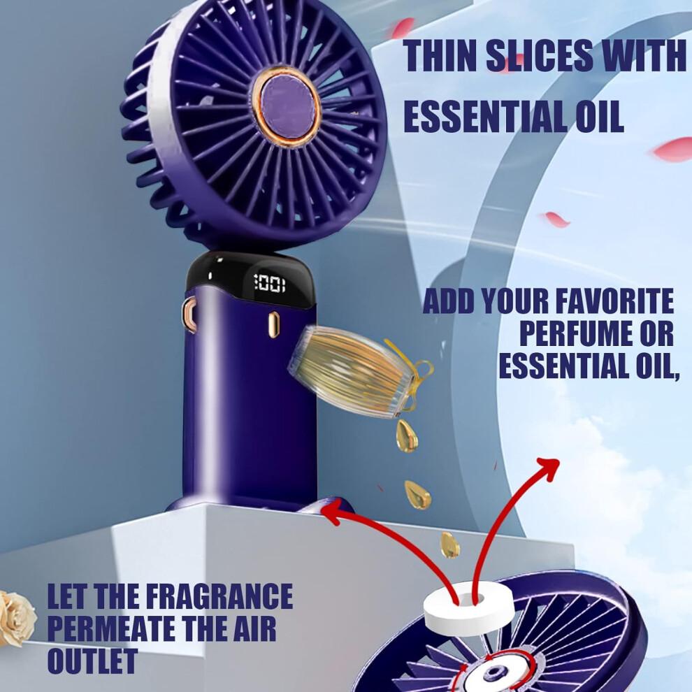 Ventilatore Portatile Jsdoin - Ricaricabile tramite USB, 5 Velocità, Batteria da 5000mAh, Griglia Staccabile, Pieghevole a 90°, Uso al Collo o sulla Scrivania