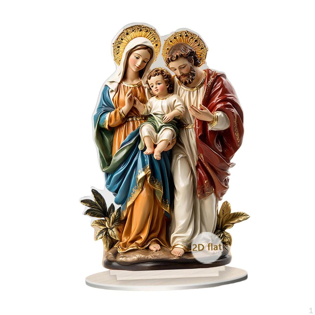 Decoración 2D Sagrada Familia, Arte y Artesanía Acrílica, Coleccionables, Adorno Navideño, Decoración Religiosa para el Hogar