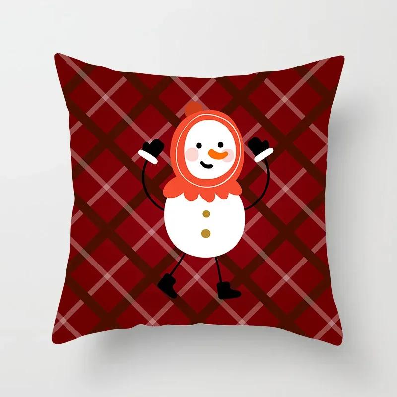 Christmas Decoration Black and Red Checkered Printed Cushion Cover for Home Living Room Sofa  Pillowcase 45 * 45cm