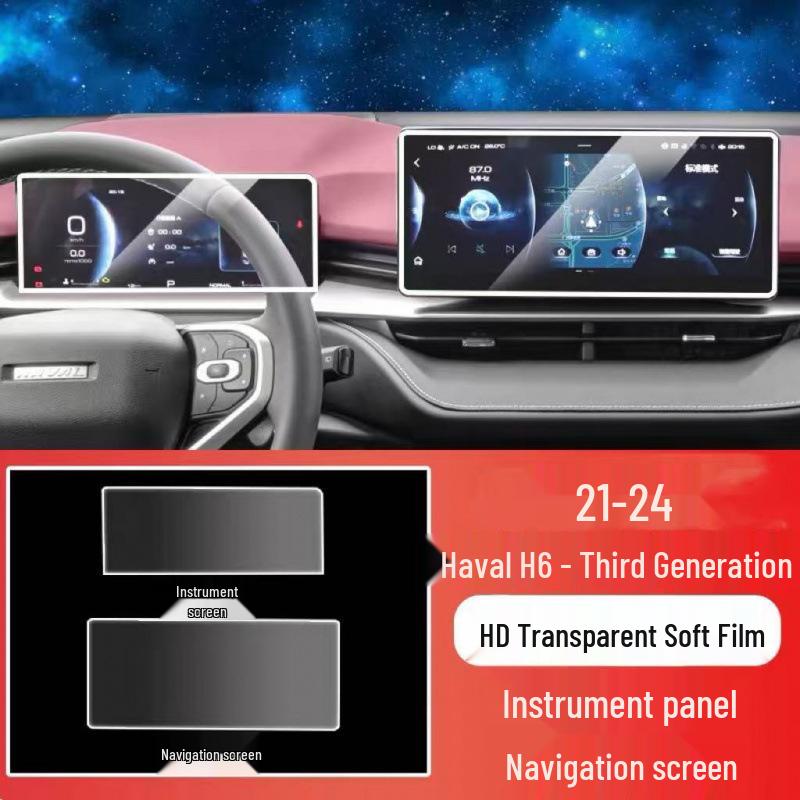Third Gen Haval H6 Interior Protective Film: Gear Shift, Center Console, Screen, Dashboard.