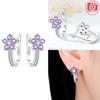 Earring S925 Silver Blue Zircon Flower Earrings Purple Zircon Women's Delicate Jewelry Anniversary Fine Gift