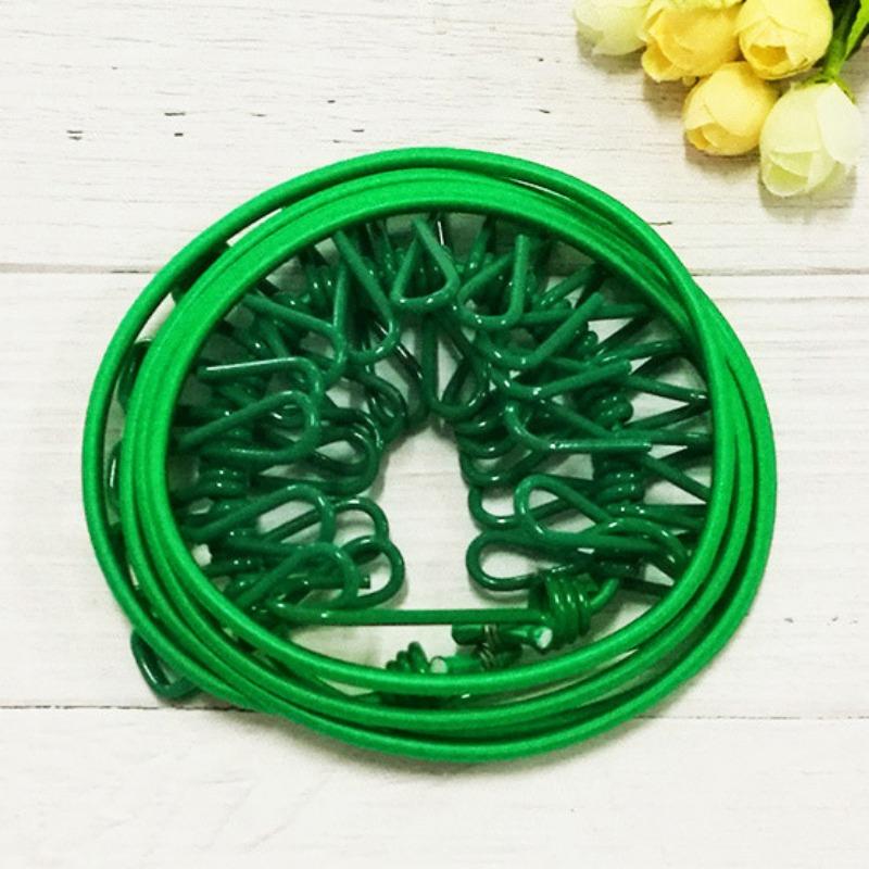 Clothesline with 12 Clamps for Outdoor Travel Portable Retractable Windproof Non-slip Elastic Drying Rack Line