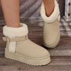 Women Platform Snow Boots 2026 Winter New Plush Thicken Cotton Shoes Fashion Buckle Strap Height Increase Comfortable Warm Shoes