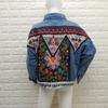 FindIt Bohemia Retro Embroider Three-Dimensional Decoration Denim Outwear Long Sleeve Lapel Top Fashion New Arrival