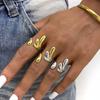 Stainless Steel Geometric Line Design Opening Rings for Women Men New Irregular Glossy Finger Rings Banquet Jewelry Accessories
