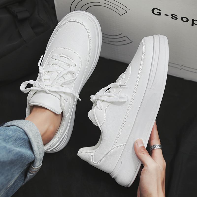 Thick Bottom Leather Fashion Shoes Men 2024 All-match Male Comfortable Outdoor Walking Shoe Hot Sale Luxury Brand Mens Sneakers