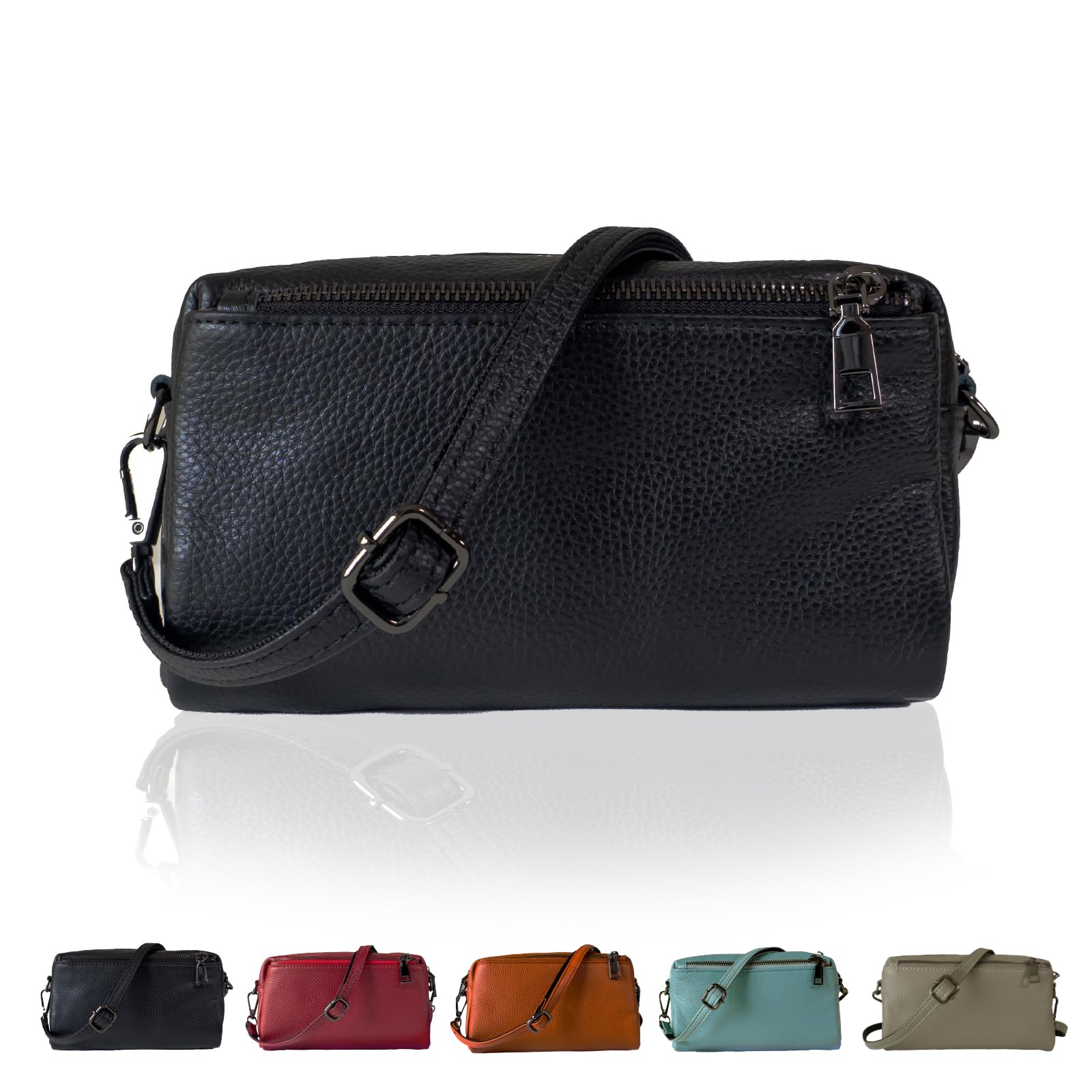 

masamilk Genuine Leather Shoulder Bag, Mini Bag, Small, Compact, Cowhide Leather, Lightweight, Crossbody Bag, Women s (Black)