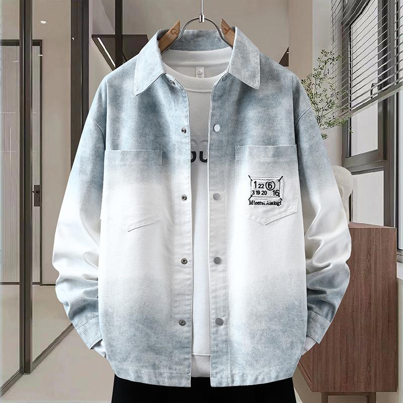 Long-sleeved Denim Jacket for Men Loose Cool and High-end Tops for Teenagers Trendy Shirts for Junior High School Students