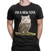 Vintage My Spirit Animal Funny Meowl TShirt for Men 100 Cotton T Shirts Cursed Cat Owl Brainrot Meme Short Sleeve Tees Clothes