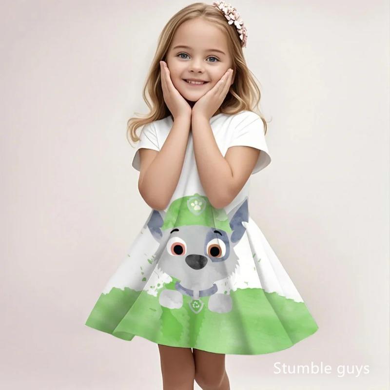 Paw Patrol Short Sleeve Dress For Girls Summer Casual Loose Beach