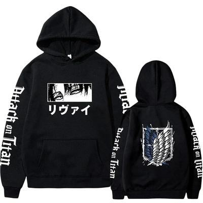 Męska Gorąca Anime Atak Tytanów Levi Manga Bluza Harajuku Nadruk Jesienne Polarowe Bluzy z Długim Rękawem Pulower Odzież