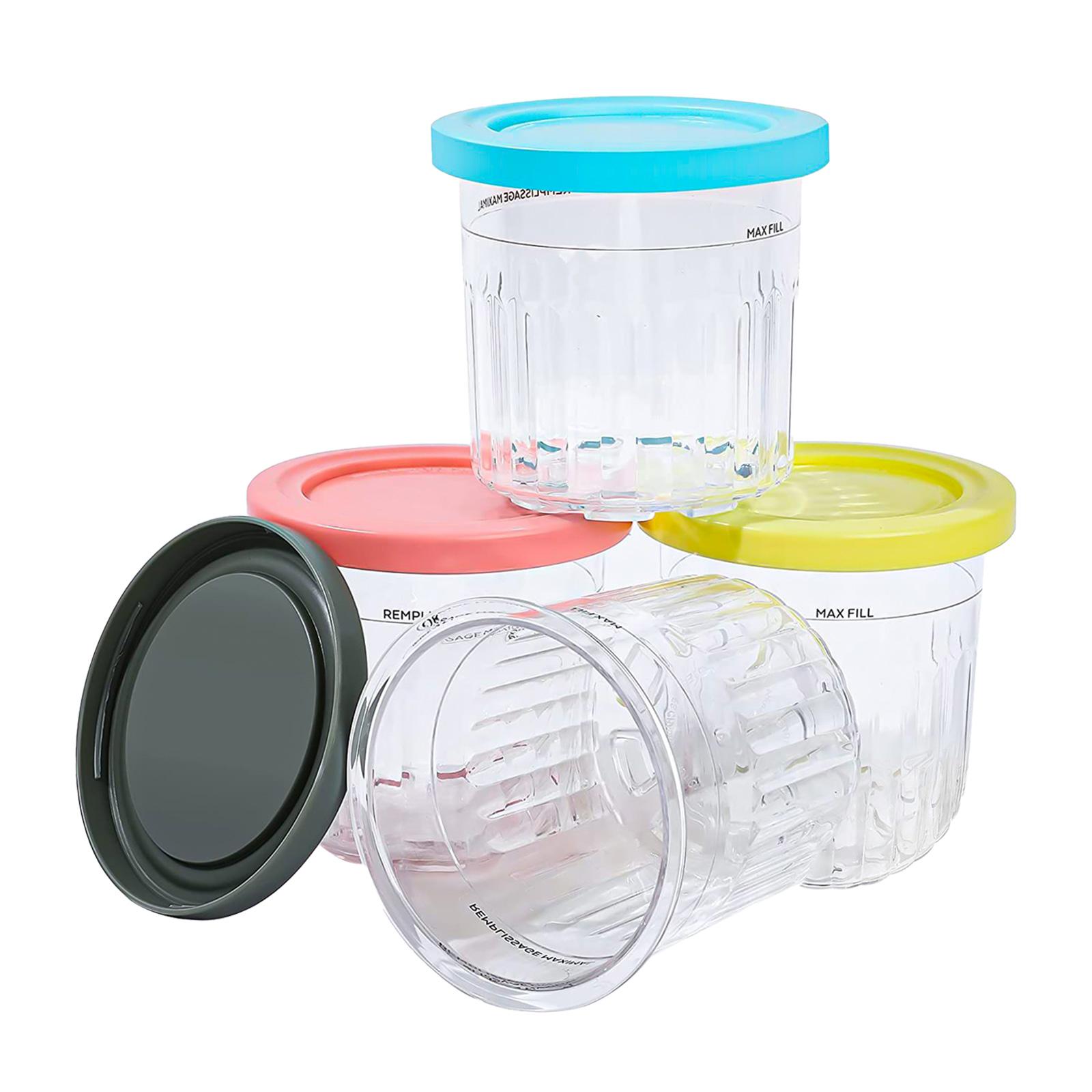 

Ice Cream Pints Cup Dessert Freezer Storage Cup Yogurt Tub Lid Containers Pudding Tubs Reusable For NC301 NC299AMZ NC300