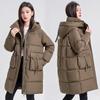 Cotton clothes women's over the knee length 2025 winter new Korean version of thickened jacket with large pockets padded jacket women's padded jacket