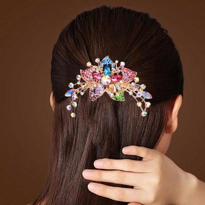 Elegante Damen Strass-Eingelegte Blume Haarkamm Haarspange Accessoire Kopfschmuck W9S3 AVE