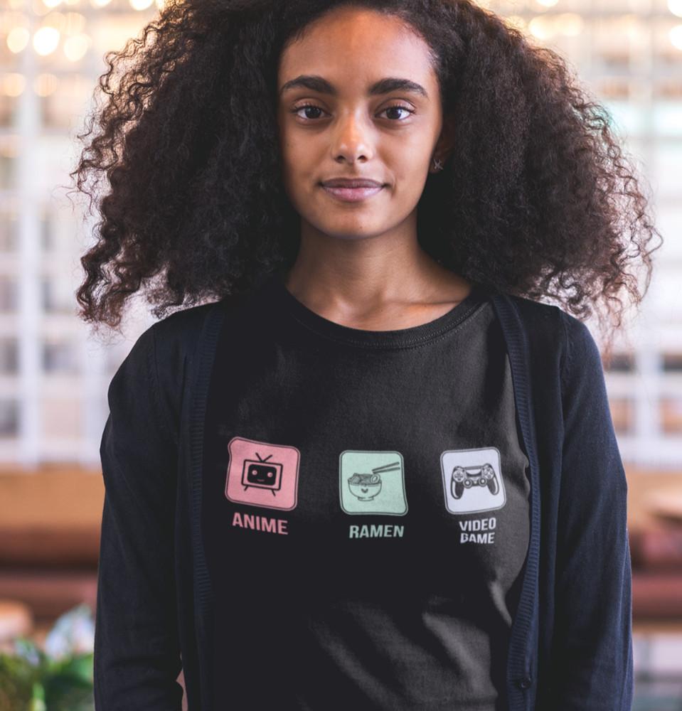 

Anime-Ramen-Video-Game Otaku Anime Fan Damen Oversize Shirt Baumwolle XL