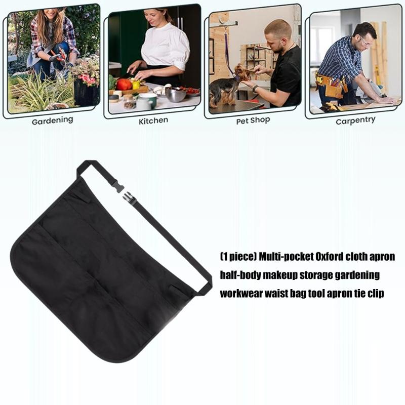 Multi Pocket Work Apron Adjustable Buckles Durable For Gardening Makeup Tool Storage Waist Organizers
