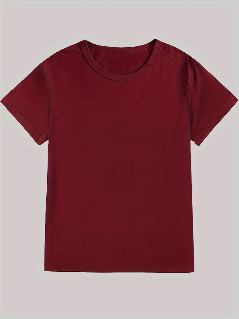 Solid Color Tshirt Casual Crew Neck Tshirt for Spring Summer Womens Clothing  Casual Base Layer Comfortable Leisurewea