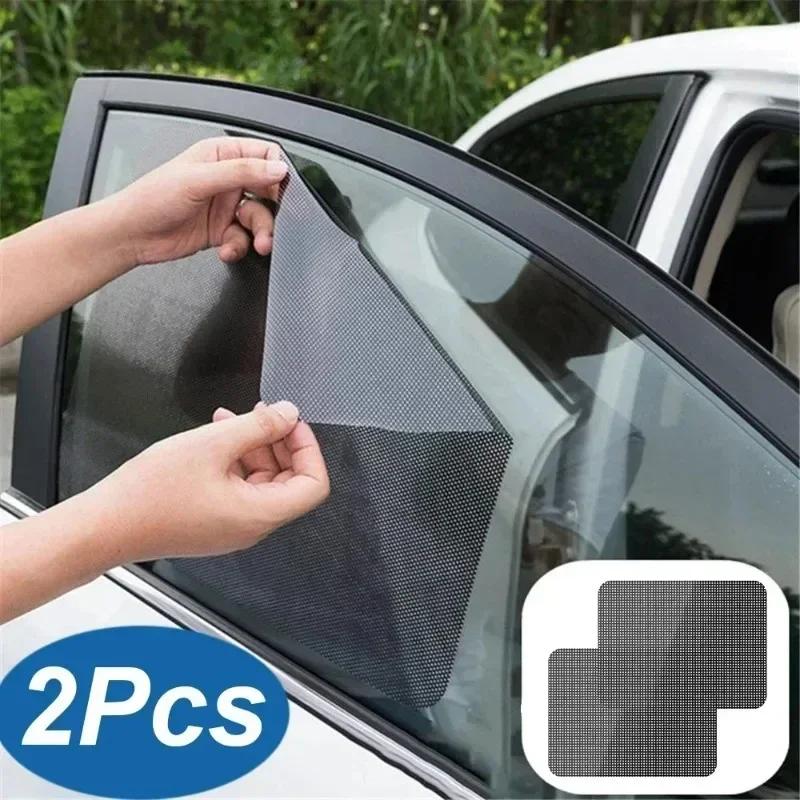 2 ks Samolepky na auto Sluneční clony Ochrana proti slunci Kryt okna Černá PVC Sluneční clona Štít bočního okna s malými otvory