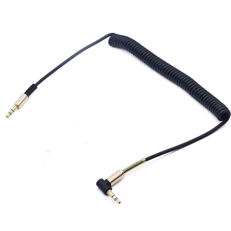 Retractable 3.5mm Male-to-Male AUX Audio Car Extension Cable for Mobile Phones and Speakers.