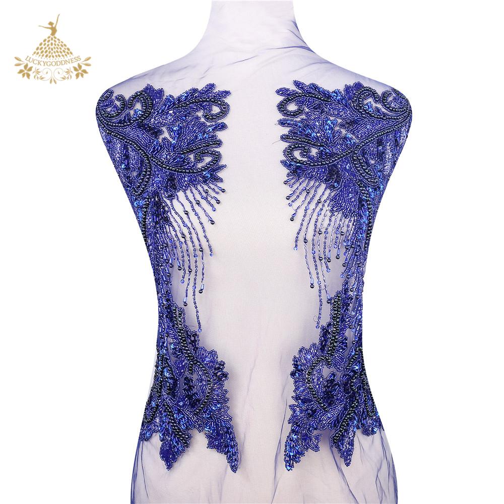 New Fancy Embroidered Beaded Stone Rhinestone Applique Designs for Garment DRA-002