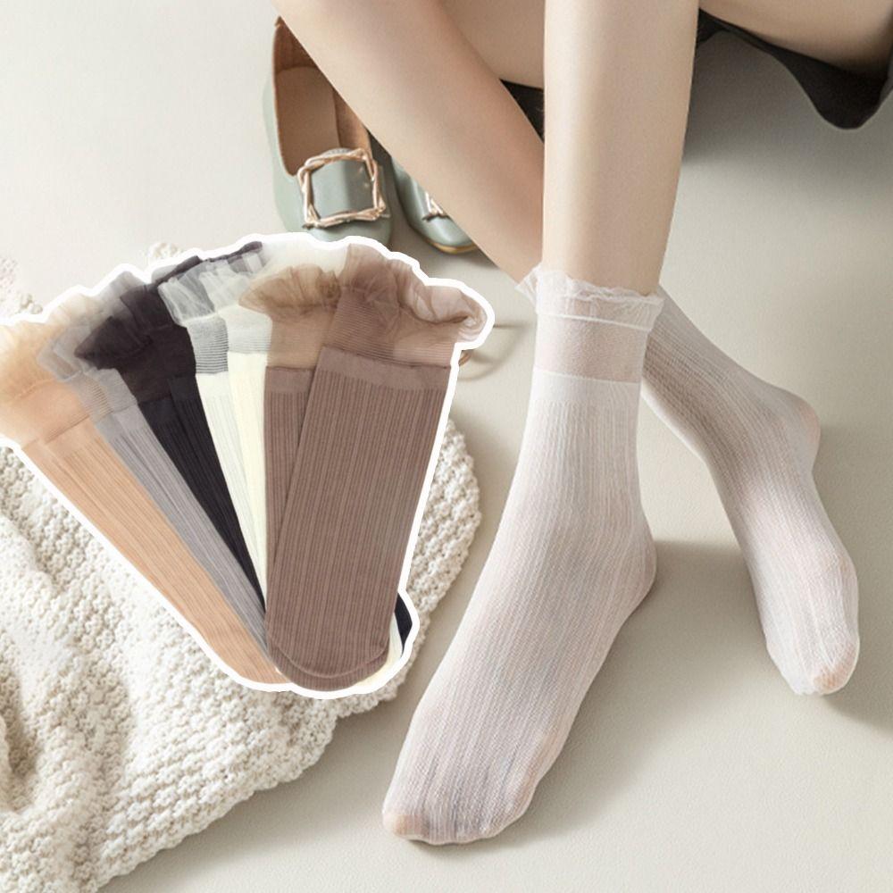 Ultra-thin Summer Women Socks Lolita Princess Tulle Sock Transparent Mesh Socks For Female Ladies