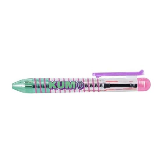 Raymay Fujii KUM Multi-function Pen, Mini Pink, Ballpoint (Black/Red) & 0.5mm Mechanical Pencil, A6 Size, with Clip