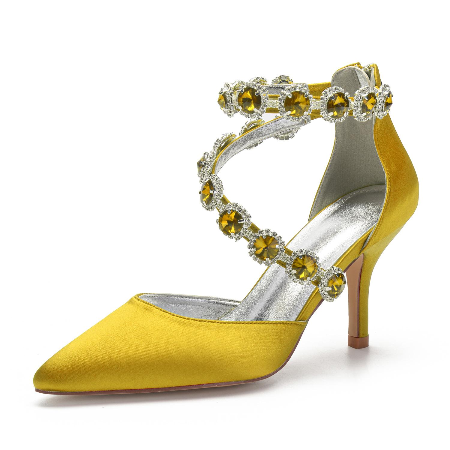 

Простые и сексуальные туфли-стилеты на высоком каблуке, с мелким вырезом и острым носком, красные стразы, полые слова с сандалиями большого размера 43 золотой