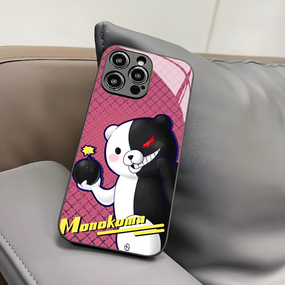 D-Danganronpa Monokuma Phone Case for Iphone 17 Air 16 15 14 12 11 13 Pro Max Mini X Xr Xs Puls Black Glass Cover