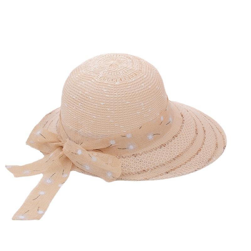 Grass Hat Women's Summer Sunshade Hat Sun Protection Beach Hat Travel Bow Duck Tongue Sun Hat
