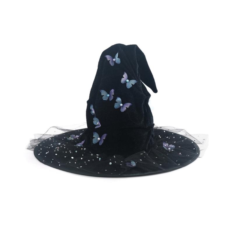 Bowknot Decoration Hat Women's Witch Hat Cosplay Witch Hat Theme Party Headwear for Adult Women Men