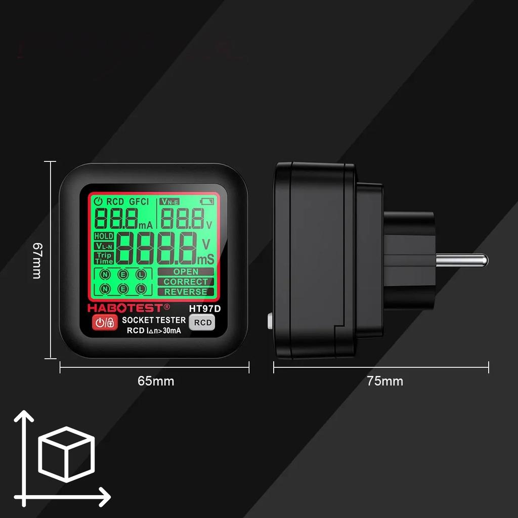 Habotest Ht97D Tester di Tensione per Prese Elettriche Lcd Grande