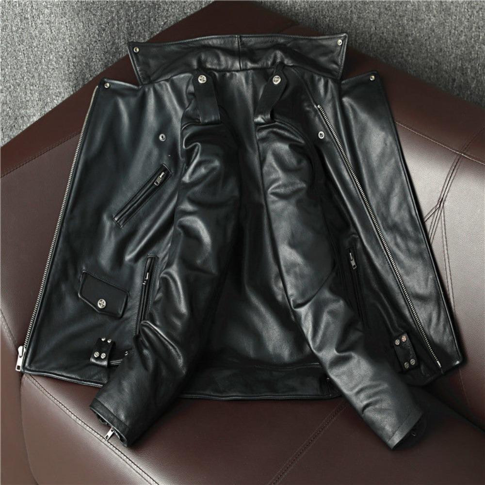 Locomotive Pure First-layer Cowhide Leather Jacket Men's Trend Youth Handsome Lapel Cycling Suit
